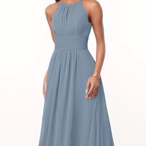 Azazie Dusty Blue Halter Wedding Dress Bonnie Style